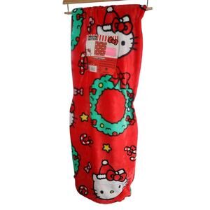 Hello Kitty Christmas Peppermint Wreath Cloud Red Throw Blanket